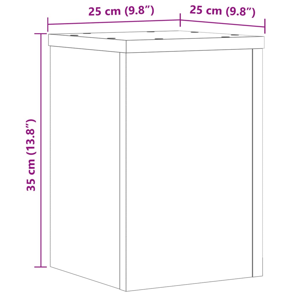 Plantenstandaards 2 st 25x25x35 cm bewerkt hout gerookt eiken - AllerleiShop