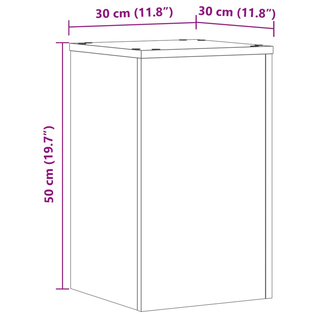 Plantenstandaards 2 st 30x30x50 cm bewerkt hout wit - AllerleiShop