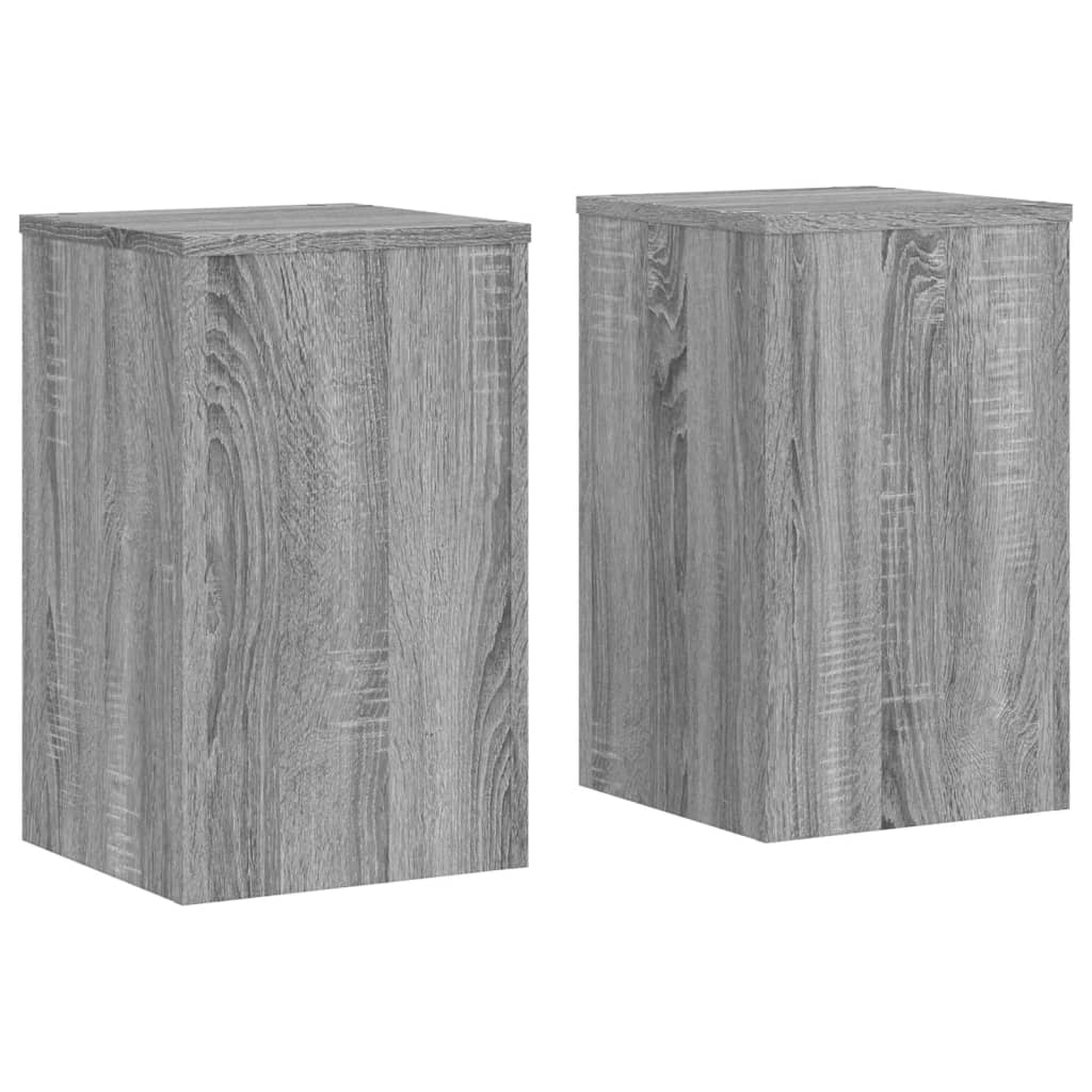 Plantenstandaards 2 st 30x30x50 cm bewerkt hout grijs sonoma - AllerleiShop