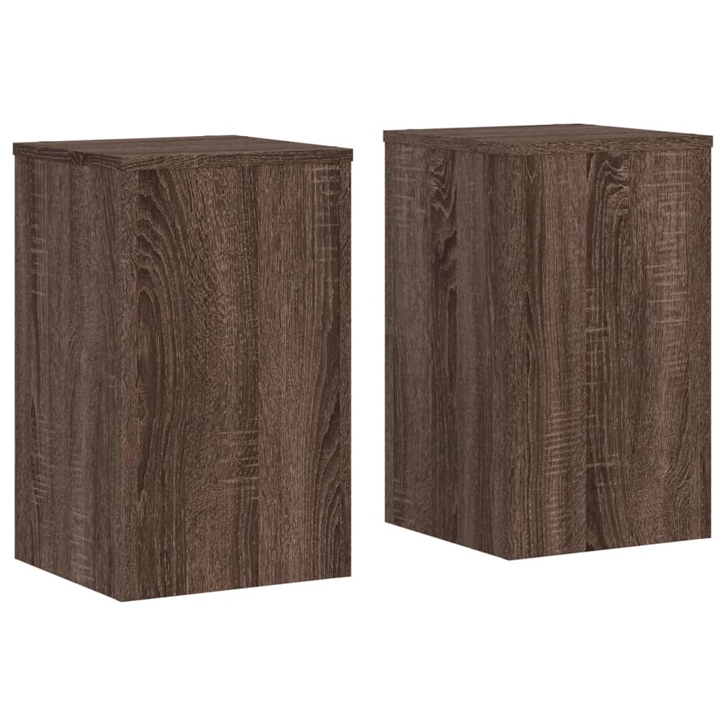 Plantenstandaards 2 st 30x30x50 cm bewerkt hout bruin eiken - AllerleiShop