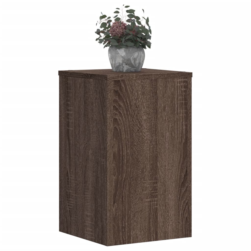 Plantenstandaards 2 st 30x30x50 cm bewerkt hout bruin eiken - AllerleiShop