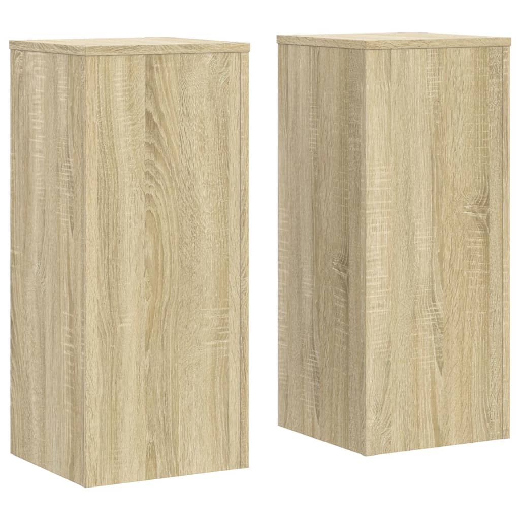 Plantenstandaards 2 st 30x30x70 cm bewerkt hout sonoma eiken - AllerleiShop