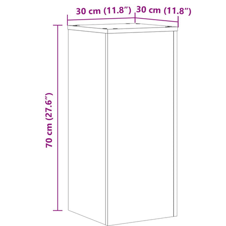 Plantenstandaards 2 st 30x30x70 cm bewerkt hout sonoma eiken - AllerleiShop