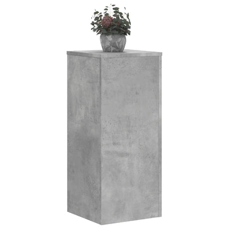 Plantenstandaards 2 st 30x30x70 cm bewerkt hout betongrijs - AllerleiShop