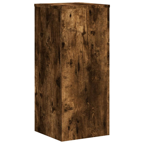 Plantenstandaards 2 st 30x30x70 cm bewerkt hout gerookt eiken - AllerleiShop