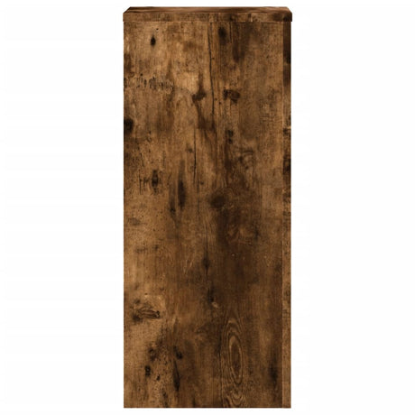 Plantenstandaards 2 st 30x30x70 cm bewerkt hout gerookt eiken - AllerleiShop