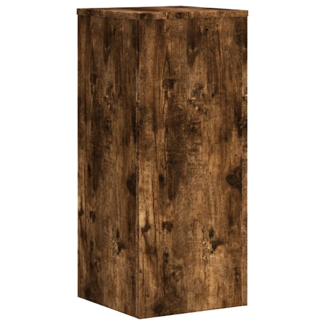 Plantenstandaards 2 st 30x30x70 cm bewerkt hout gerookt eiken - AllerleiShop