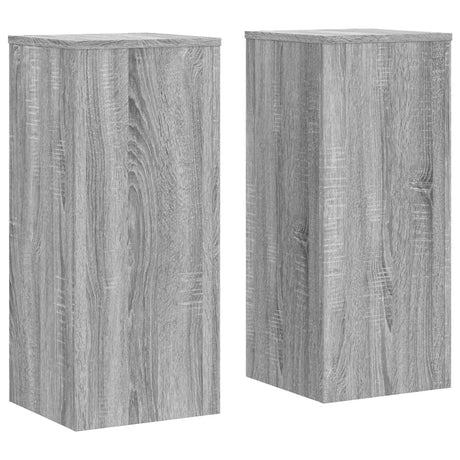 Plantenstandaards 2 st 30x30x70 cm bewerkt hout grijs sonoma - AllerleiShop