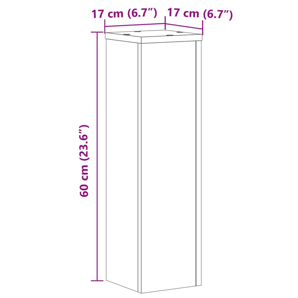 Plantenstandaards 2 st 17x17x60 cm bewerkt hout zwart