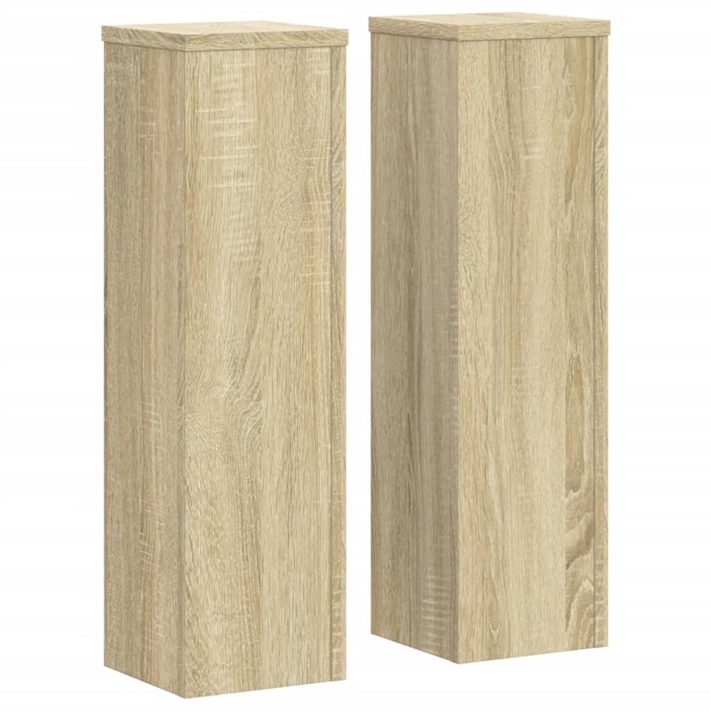 Plantenstandaards 2 st 17x17x60 cm bewerkt hout sonoma eiken - AllerleiShop