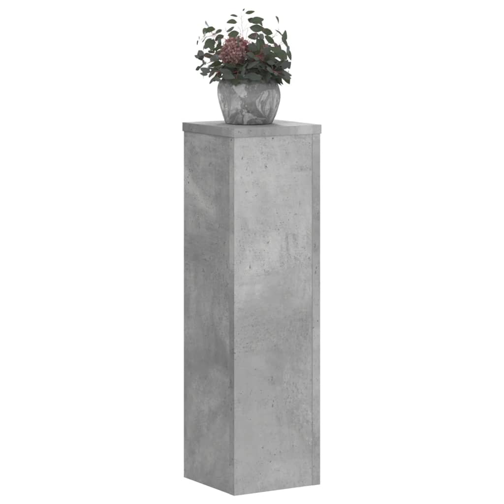 Plantenstandaards 2 st 17x17x60 cm bewerkt hout betongrijs - AllerleiShop