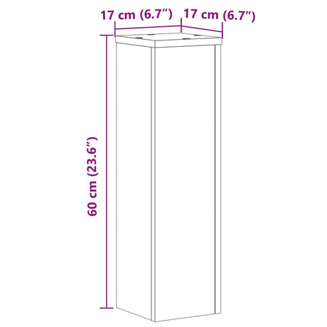 Plantenstandaards 2 st 17x17x60 cm bewerkt hout betongrijs - AllerleiShop