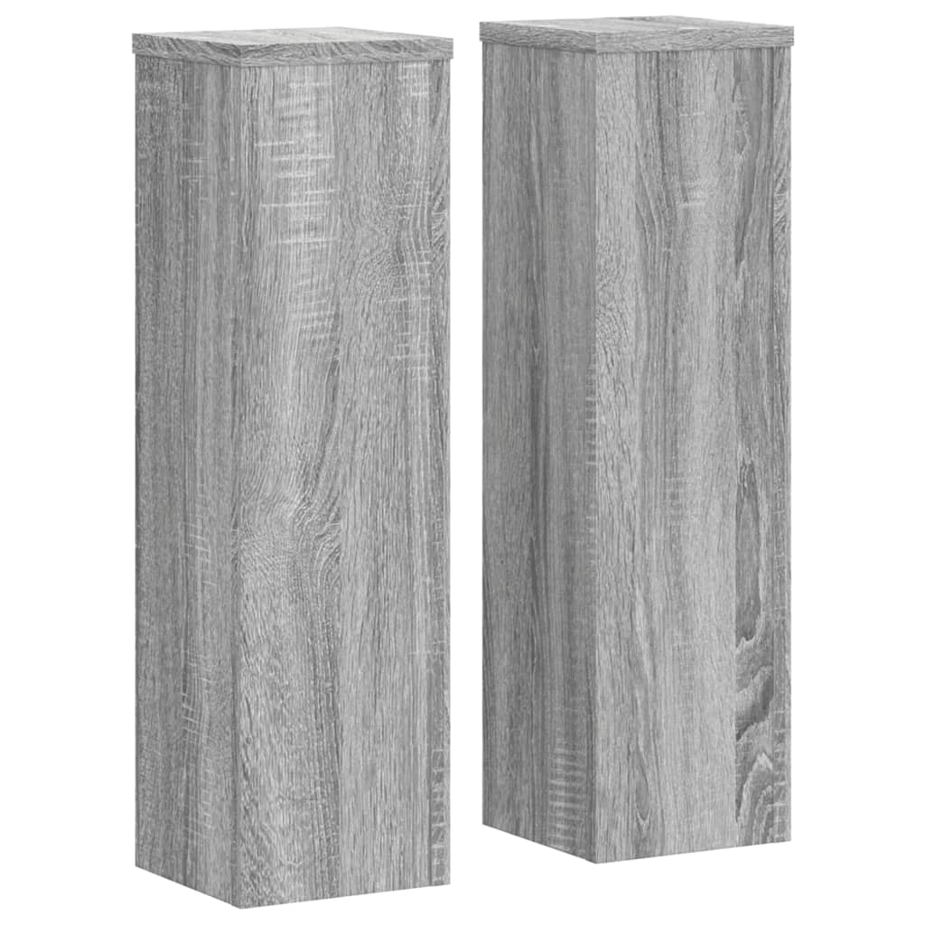 Plantenstandaards 2 st 17x17x60 cm bewerkt hout grijs sonoma - AllerleiShop