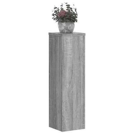 Plantenstandaards 2 st 17x17x60 cm bewerkt hout grijs sonoma - AllerleiShop