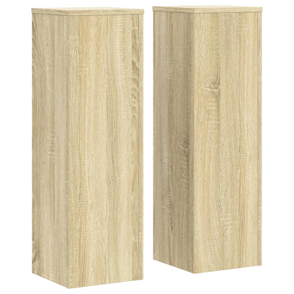 Plantenstandaards 2 st 25x25x80 cm bewerkt hout sonoma eiken - AllerleiShop