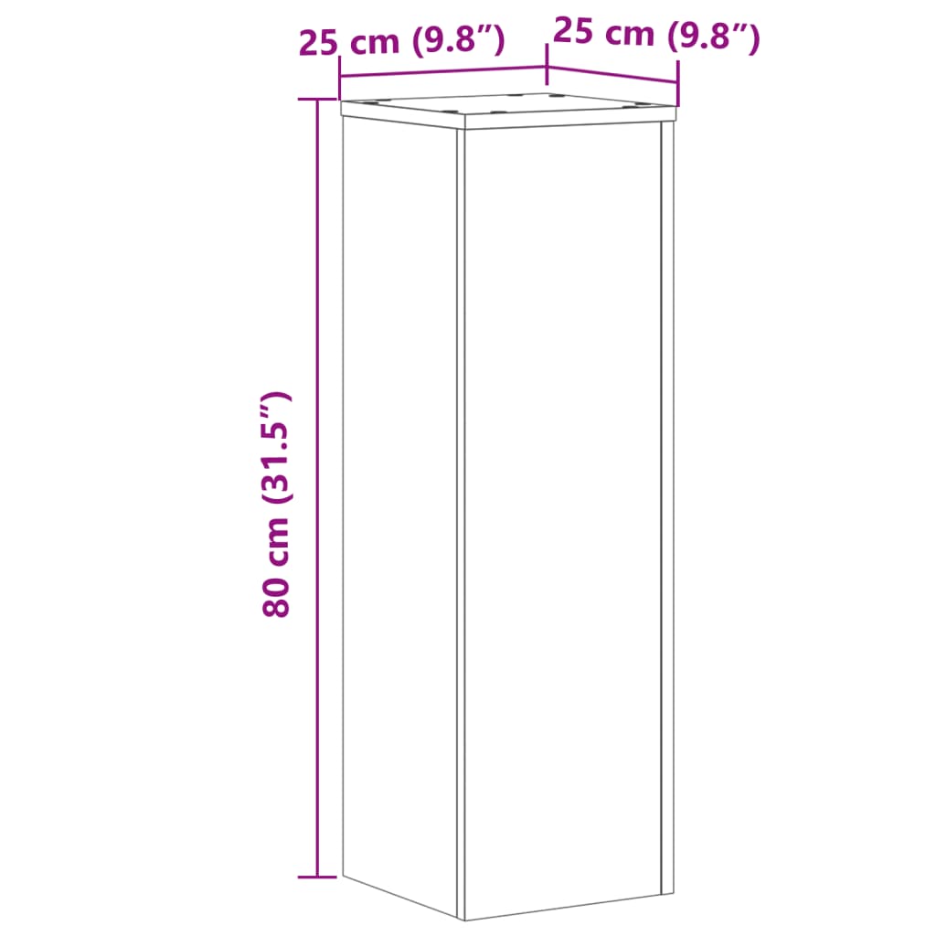 Plantenstandaards 2 st 25x25x80 cm bewerkt hout sonoma eiken - AllerleiShop