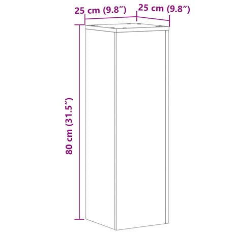 Plantenstandaards 2 st 25x25x80 cm bewerkt hout sonoma eiken - AllerleiShop