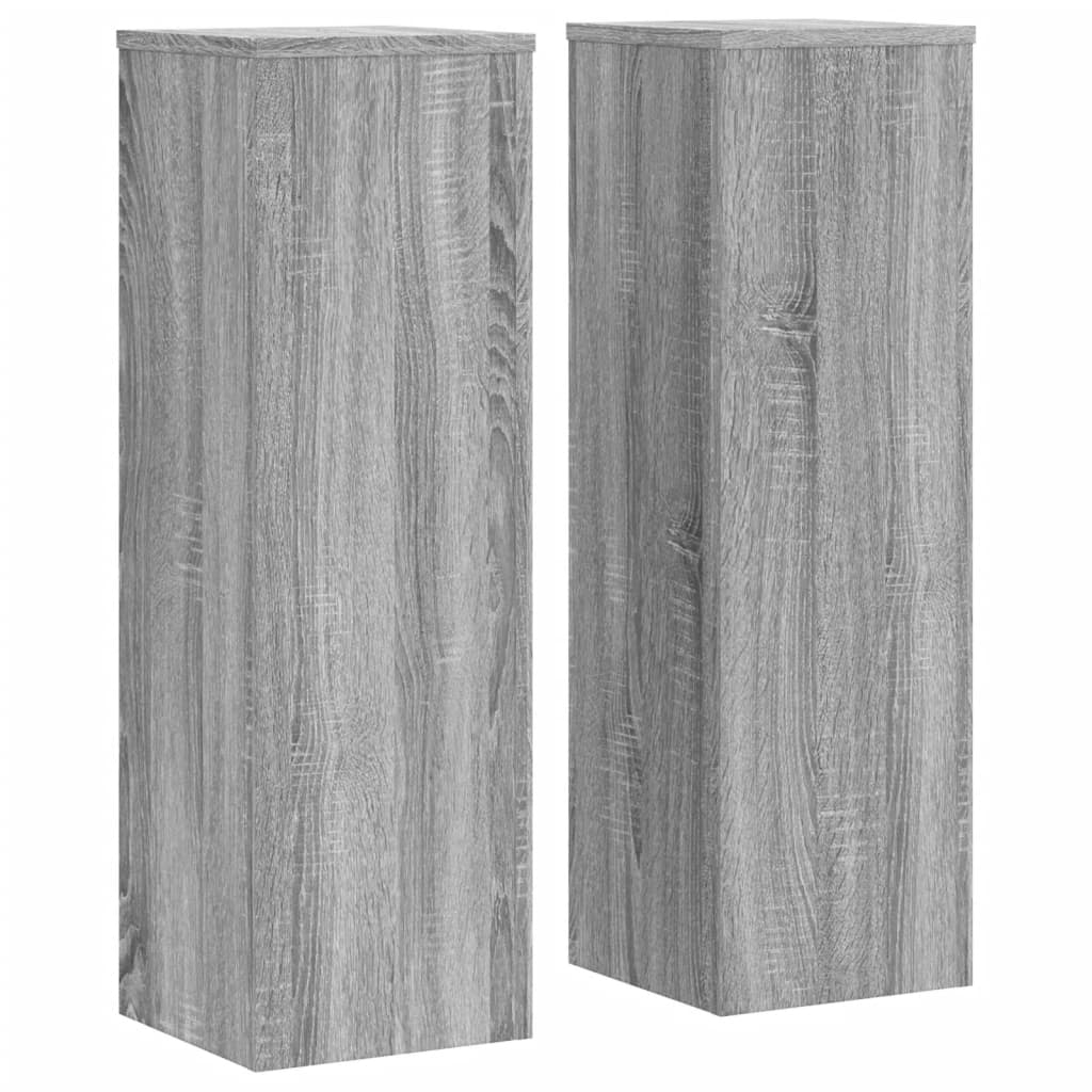 Plantenstandaards 2 st 25x25x80 cm bewerkt hout grijs sonoma - AllerleiShop