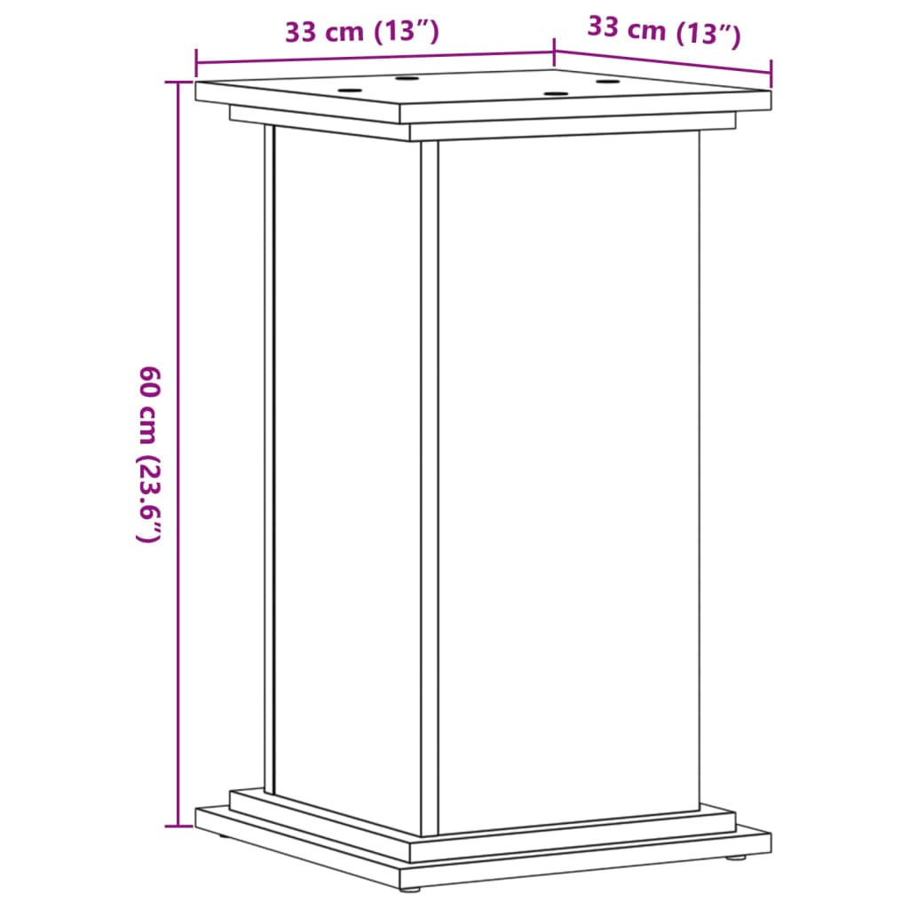 Plantenstandaard 33x33x60 cm bewerkt hout zwart - AllerleiShop