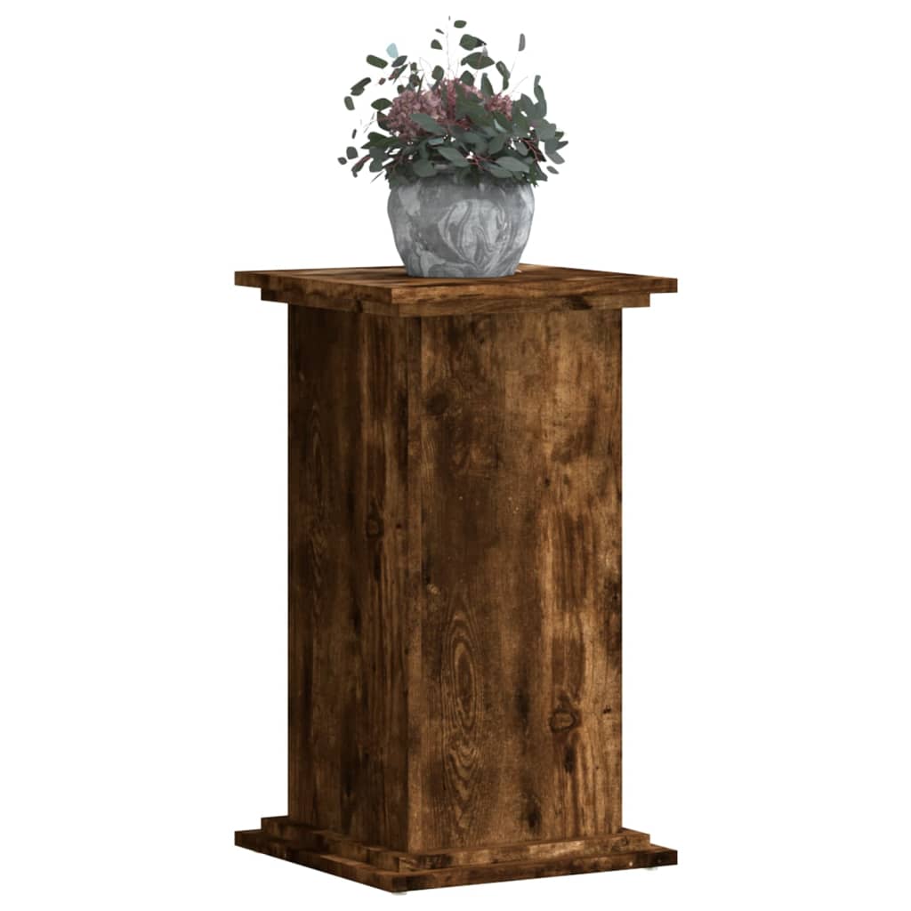 Plantenstandaard 33x33x60 cm bewerkt hout gerookt eikenkleurig - AllerleiShop