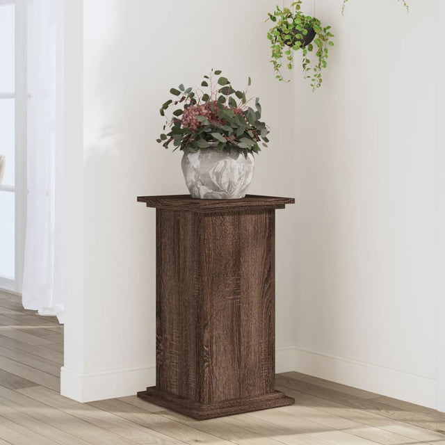 Plantenstandaard 33x33x60 cm bewerkt hout bruin eikenkleurig - AllerleiShop