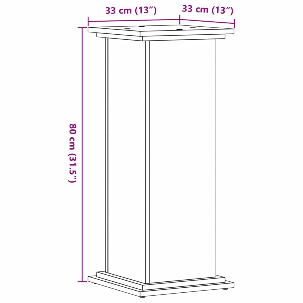 Plantenstandaard 33x33x80 cm bewerkt hout sonoma eikenkleurig - AllerleiShop