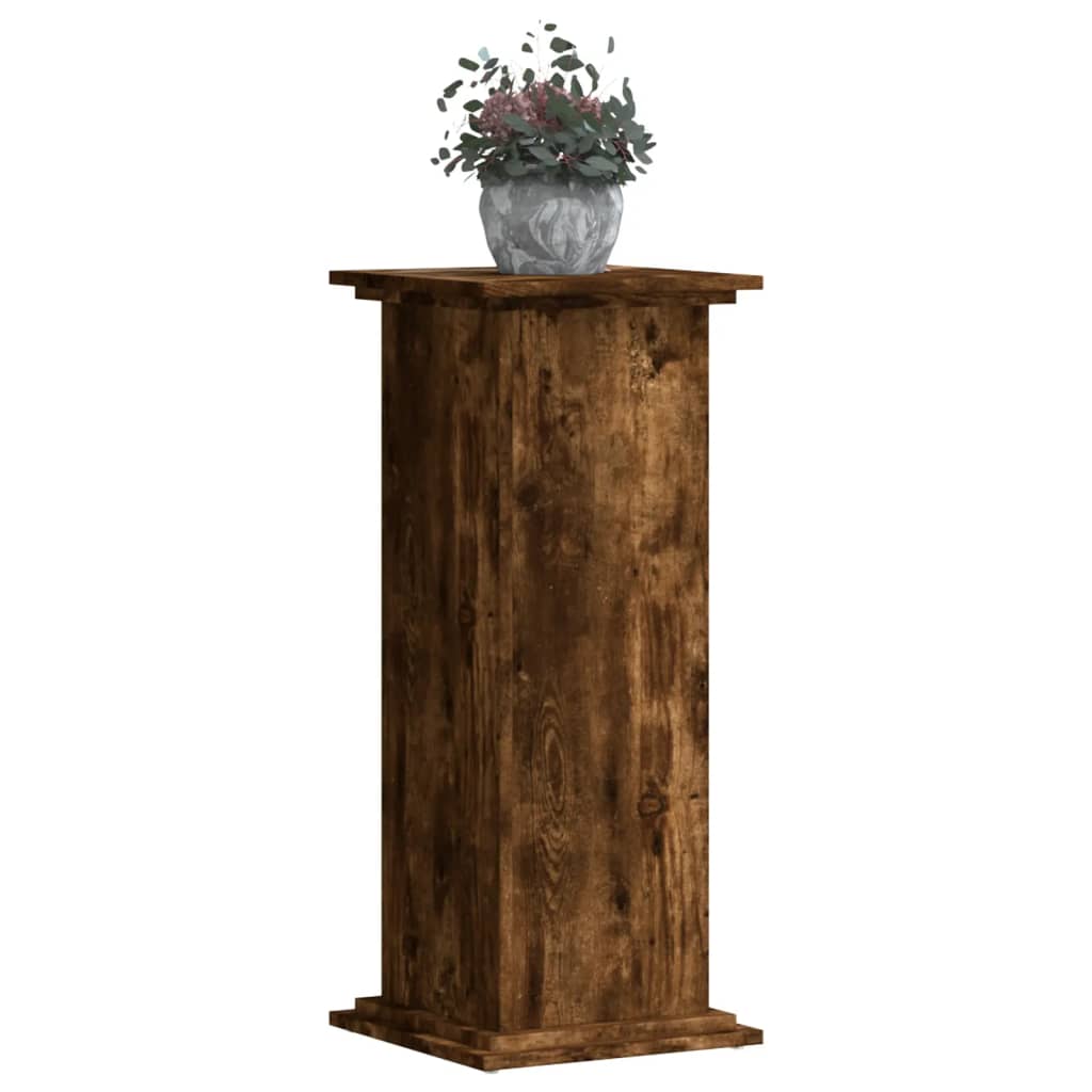 Plantenstandaard 33x33x80 cm bewerkt hout gerookt eikenkleurig