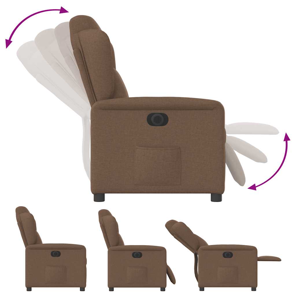 Fauteuil verstelbaar elektrisch stof bruin