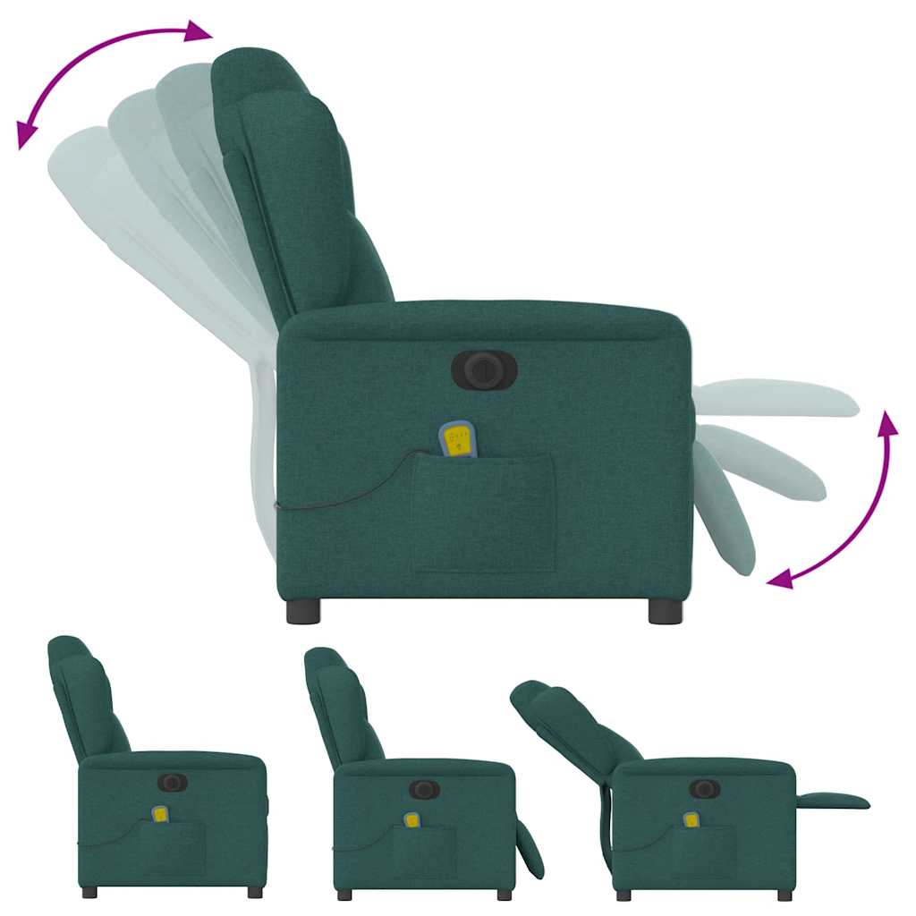Massagestoel elektrisch verstelbaar stof donkergroen