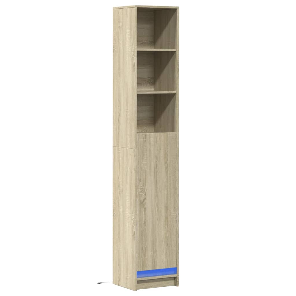 Dressoir met LED 36x32,5x200cm bewerkt hout sonoma eikenkleurig - AllerleiShop