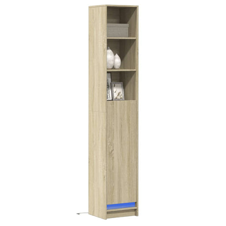 Dressoir met LED 36x32,5x200cm bewerkt hout sonoma eikenkleurig - AllerleiShop