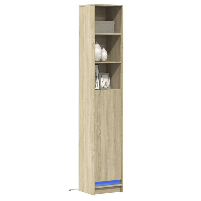 Dressoir met LED 36x32,5x200cm bewerkt hout sonoma eikenkleurig - AllerleiShop