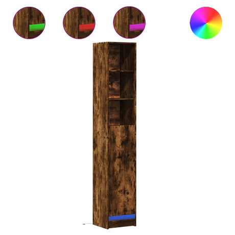 Dressoir met LED 36x32,5x200 cm bewerkt hout gerookt eikenkleur - AllerleiShop