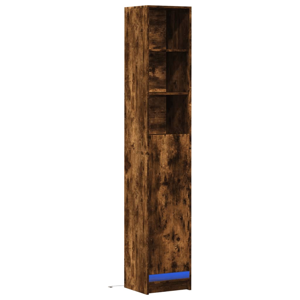 Dressoir met LED 36x32,5x200 cm bewerkt hout gerookt eikenkleur - AllerleiShop