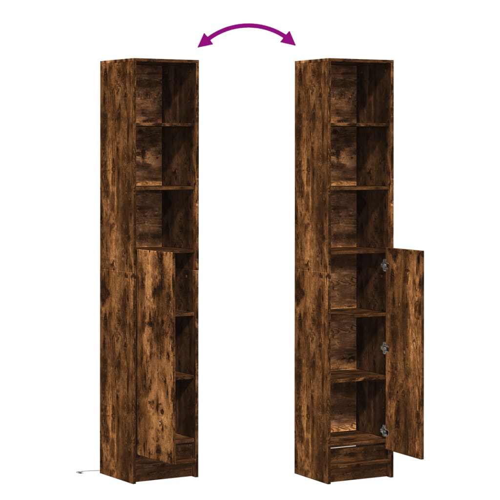 Dressoir met LED 36x32,5x200 cm bewerkt hout gerookt eikenkleur - AllerleiShop