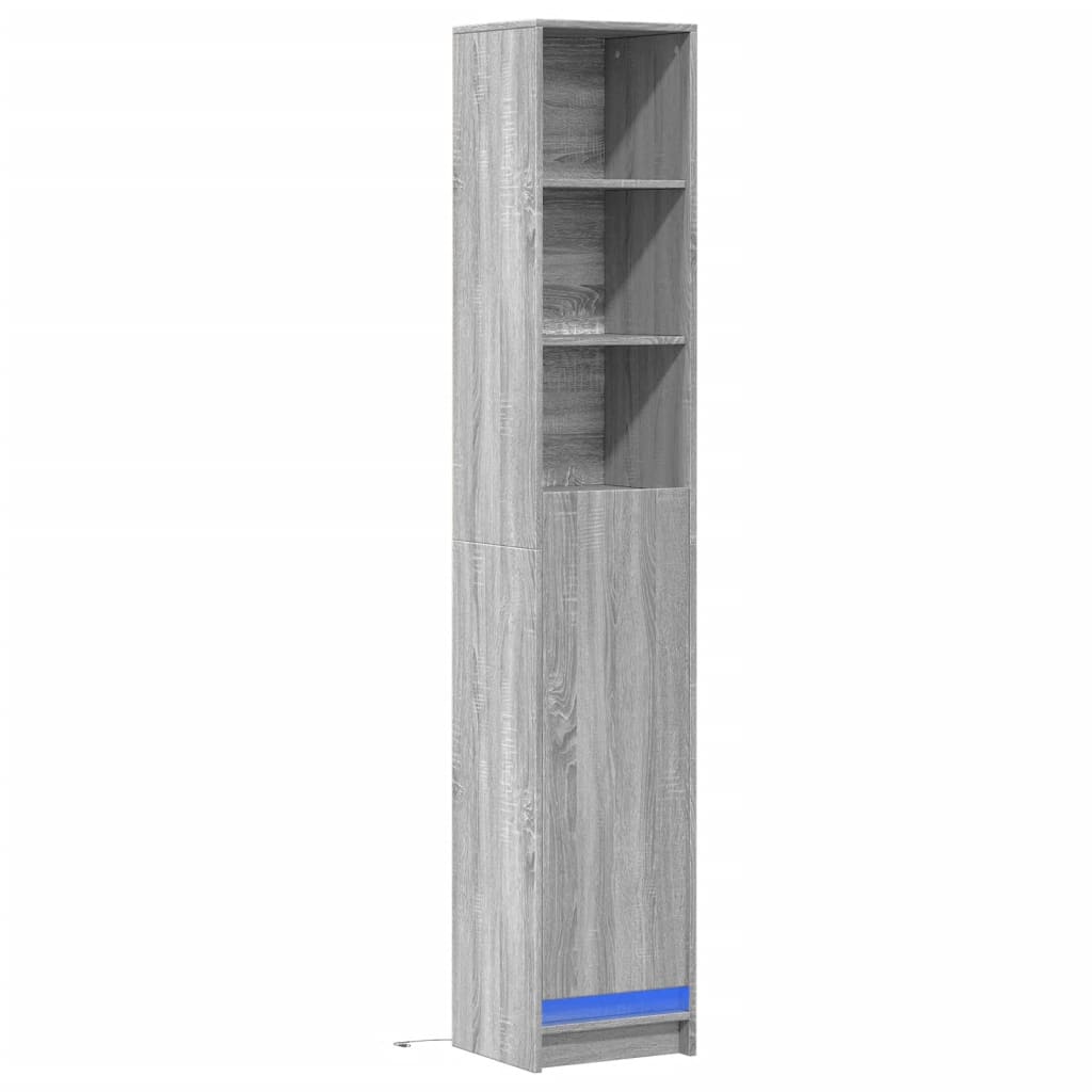 Dressoir met LED 36x32,5x200 cm bewerkt hout grijs sonoma eiken - AllerleiShop