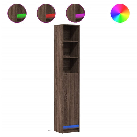 Dressoir met LED 36x32,5x200 cm bewerkt hout bruin eikenkleur - AllerleiShop