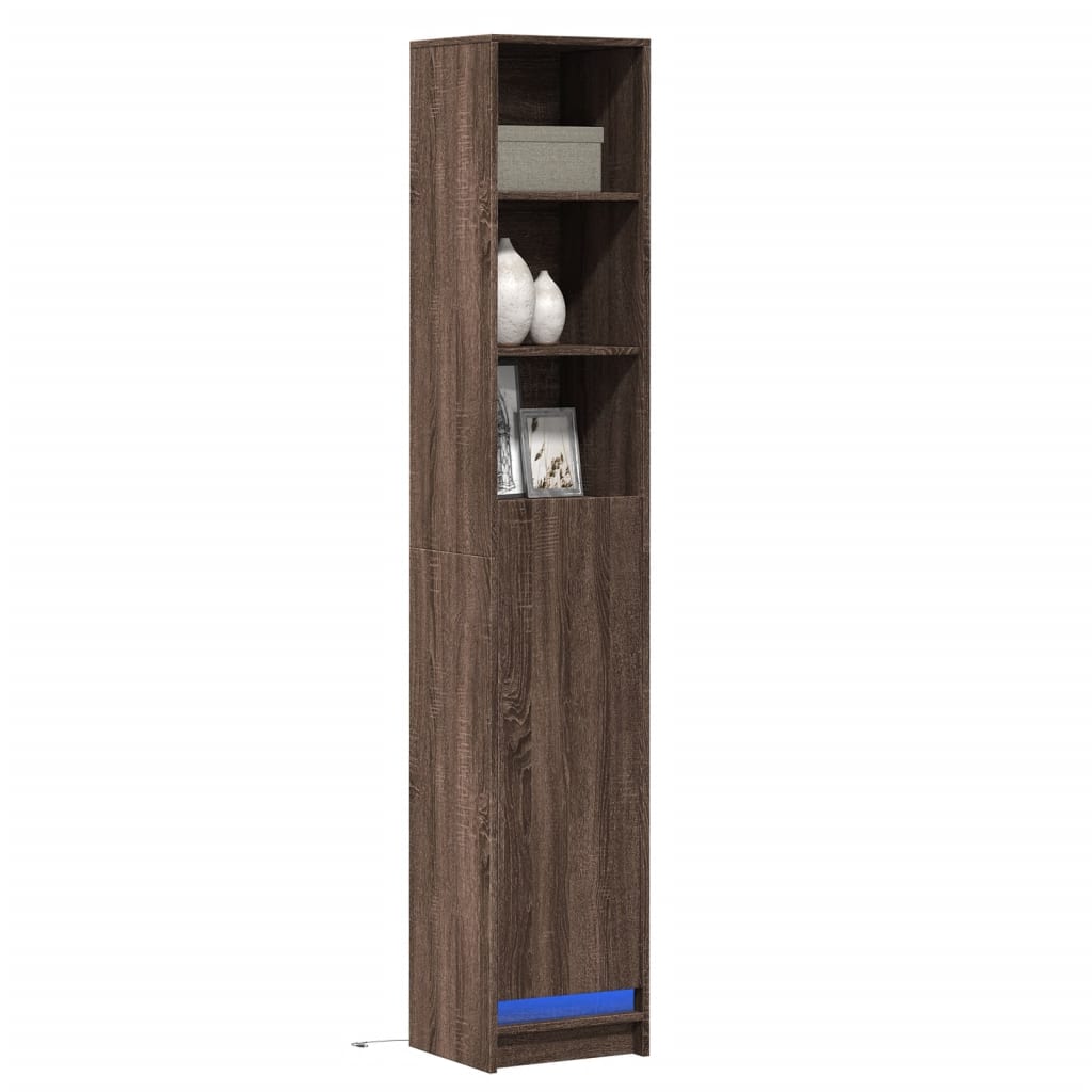 Dressoir met LED 36x32,5x200 cm bewerkt hout bruin eikenkleur - AllerleiShop