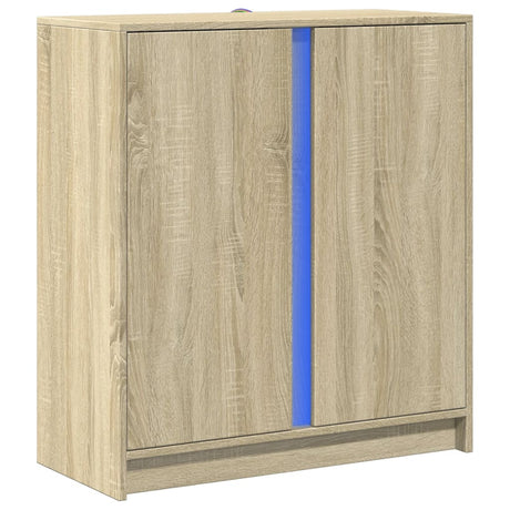 Dressoir met LED 77x34x85 cm bewerkt hout sonoma eikenkleurig - AllerleiShop