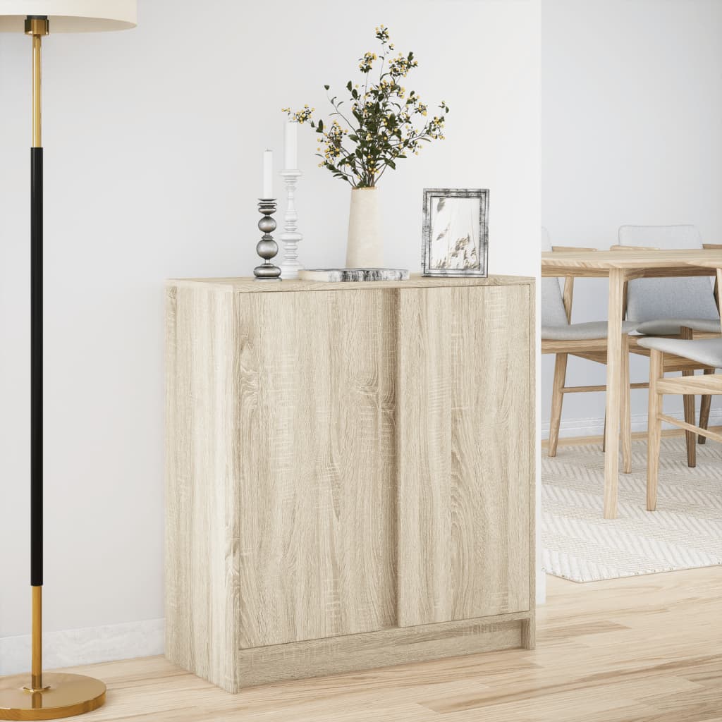 Dressoir met LED 77x34x85 cm bewerkt hout sonoma eikenkleurig - AllerleiShop