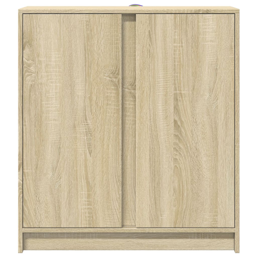 Dressoir met LED 77x34x85 cm bewerkt hout sonoma eikenkleurig - AllerleiShop