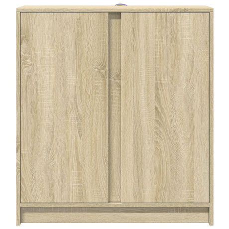 Dressoir met LED 77x34x85 cm bewerkt hout sonoma eikenkleurig - AllerleiShop