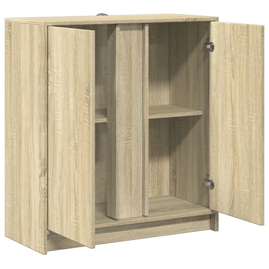 Dressoir met LED 77x34x85 cm bewerkt hout sonoma eikenkleurig - AllerleiShop