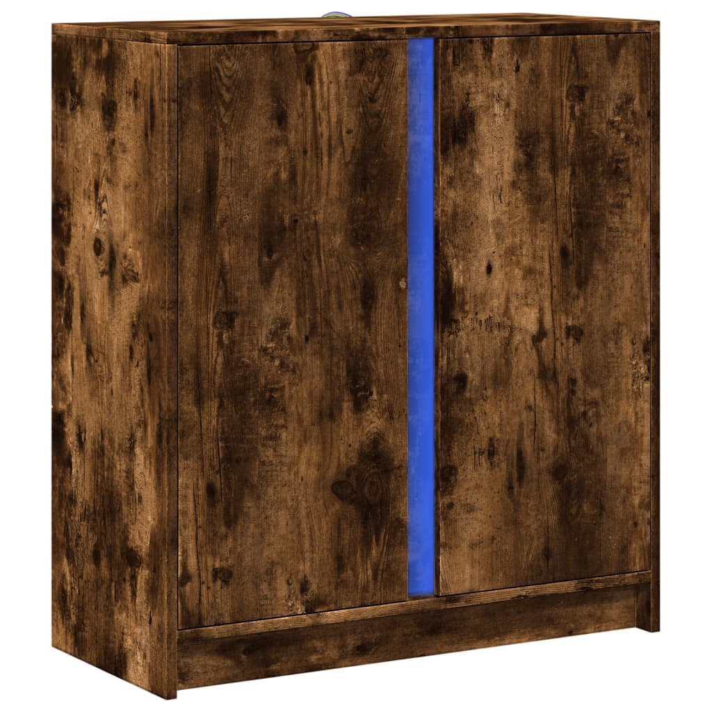 Dressoir met LED 77x34x85 cm bewerkt hout gerookt eikenkleurig - AllerleiShop