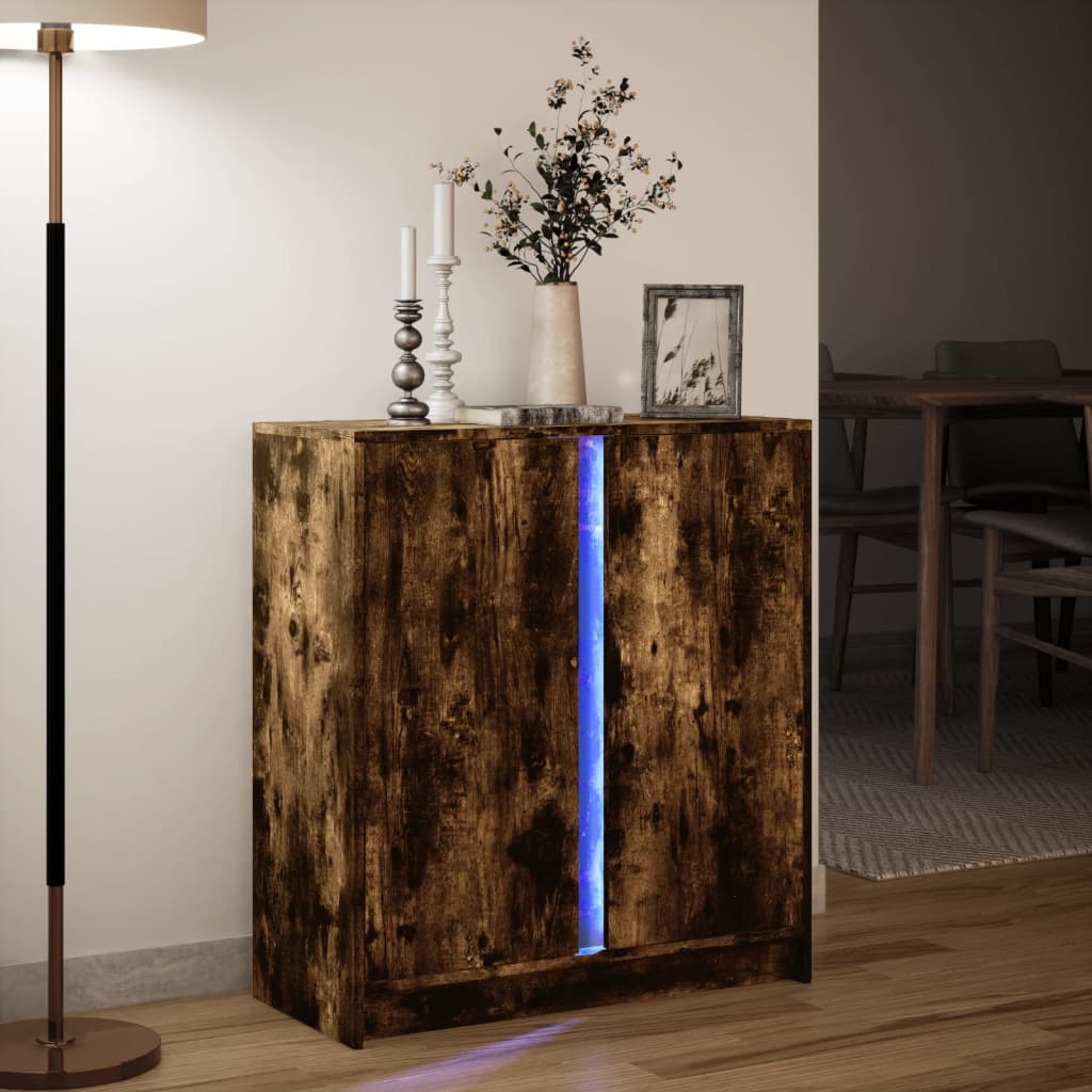 Dressoir met LED 77x34x85 cm bewerkt hout gerookt eikenkleurig - AllerleiShop