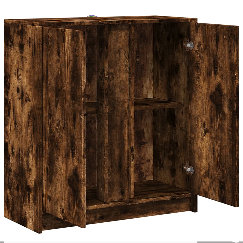 Dressoir met LED 77x34x85 cm bewerkt hout gerookt eikenkleurig - AllerleiShop