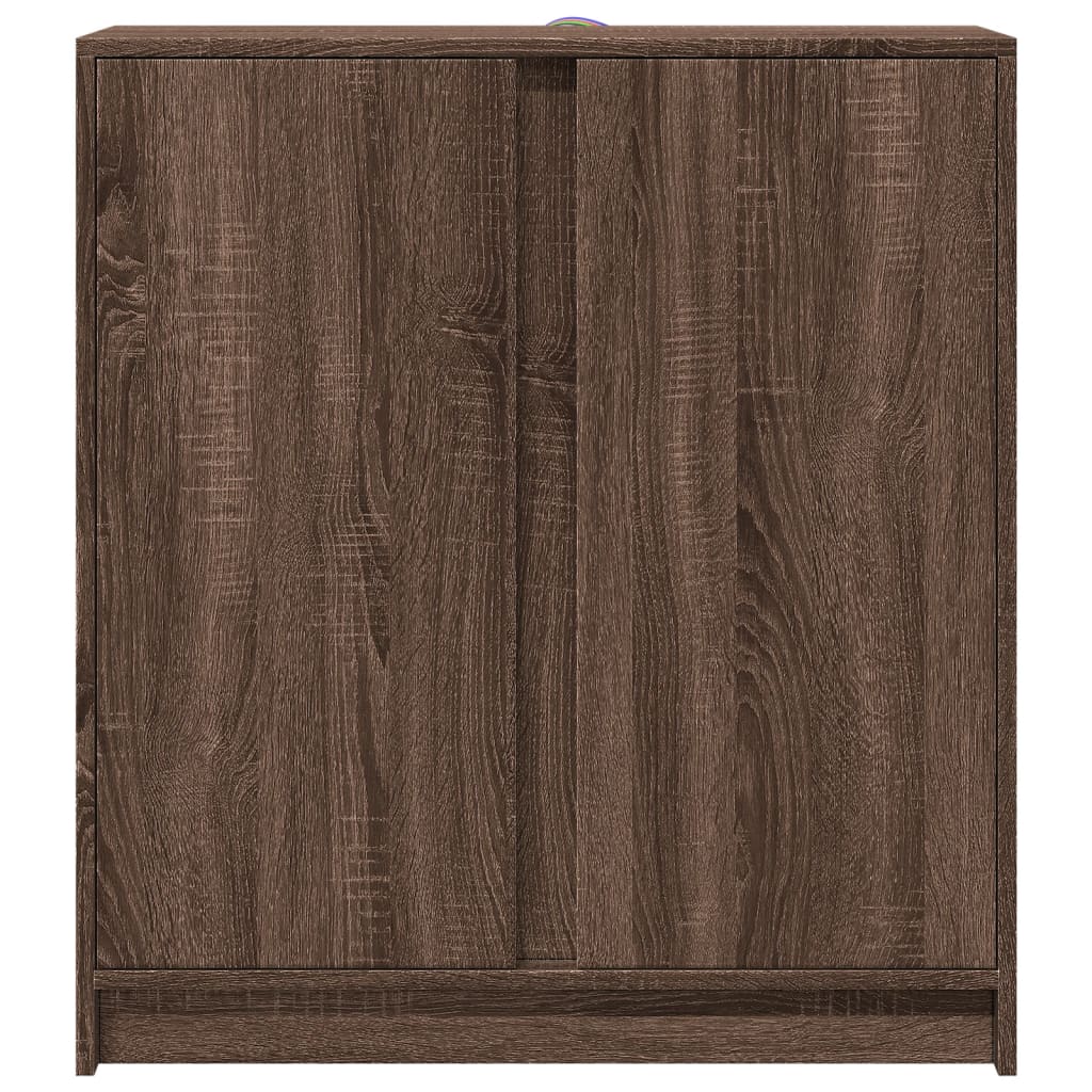 Dressoir met LED 77x34x85 cm bewerkt hout bruin eikenkleur - AllerleiShop