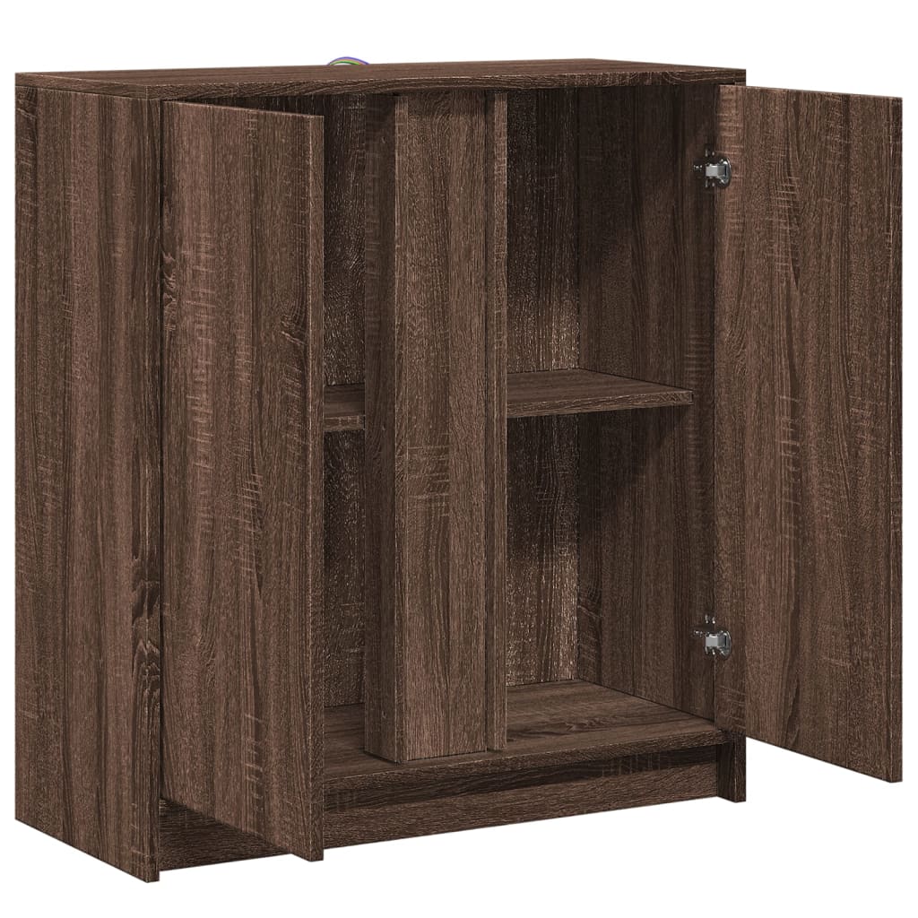 Dressoir met LED 77x34x85 cm bewerkt hout bruin eikenkleur - AllerleiShop