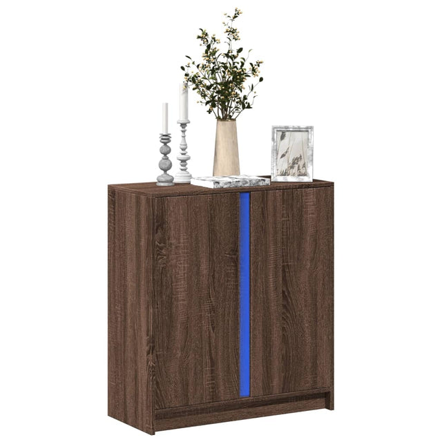 Dressoir met LED 77x34x85 cm bewerkt hout bruin eikenkleur - AllerleiShop