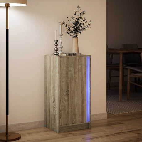 Dressoir met LED 42,5x34x85 cm bewerkt hout sonoma eikenkleurig - AllerleiShop